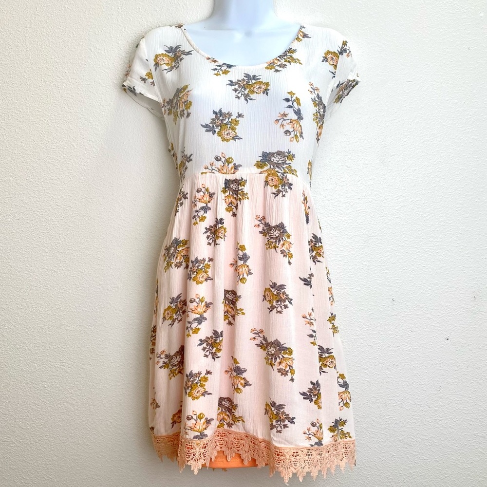 Hem & Thread gauze like floral boho babydoll dress